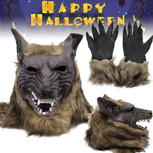 Set Hombre Lobo – Máscara de látex y guantes peludos